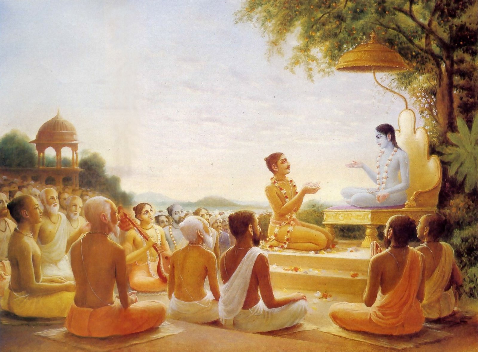 Sukadeva Goswami speaking before assembled sages